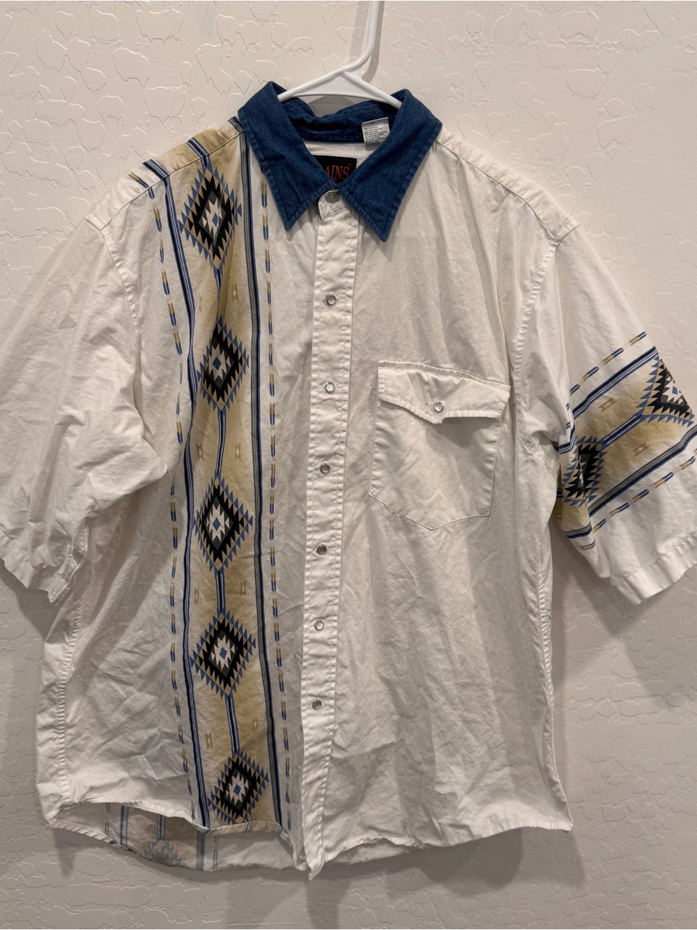 Vintage Plains Western Wear Pearl Snap Shirt Mens Large Button Front Rodeo